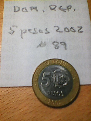 Dominikaaninen tasavalta 5 pesos 2002, km#89