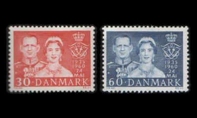 Tanska 381-2 ** Kuninkaalliset hopeahäät (1960)