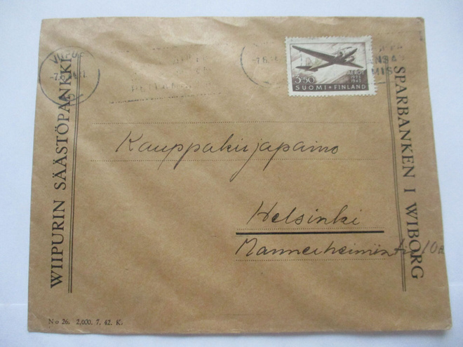 1944 Viipuri Säästöpankki liikekuori  7.6.1944