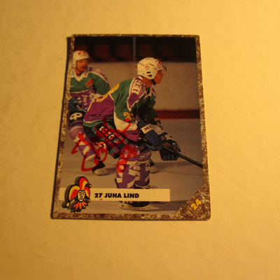 leaf jääkiekkokortti , jokerit -93 juha lind nimikirjoitus