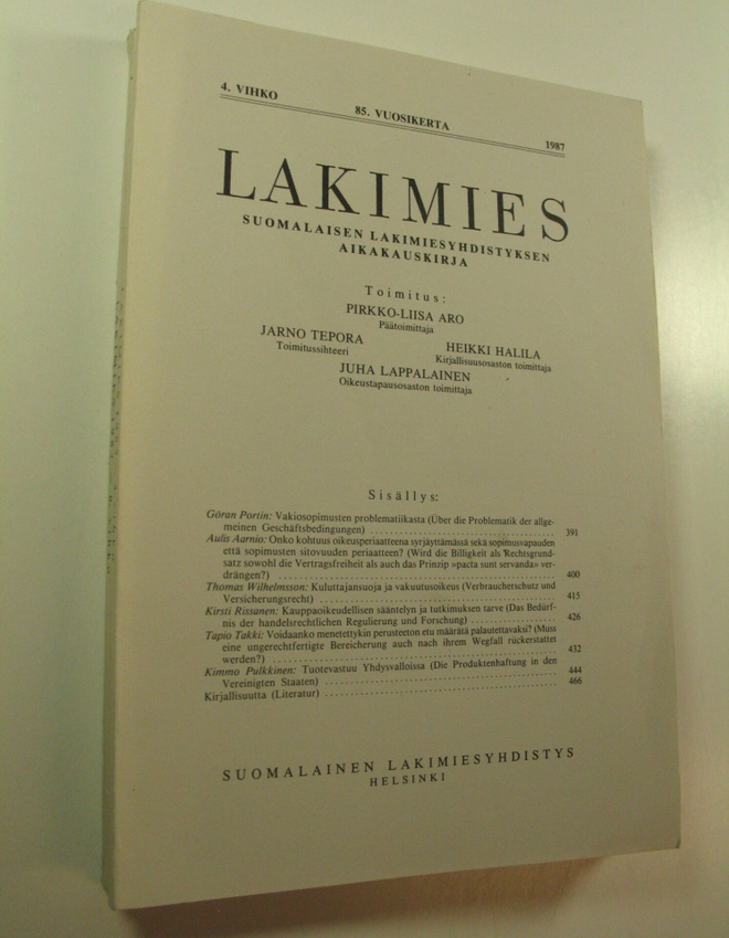Lakimies, 85. vuosikerta (1987), numerot 4, 5 ja 8 : suom...