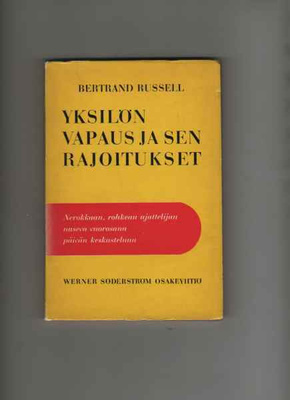 Russell,Bertrand: Yksilön vapaus ja sen rajoitukset,1949,nid