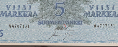 5 Markkaa 1963 Litt. B Ollila virh - Nars, 3kpl