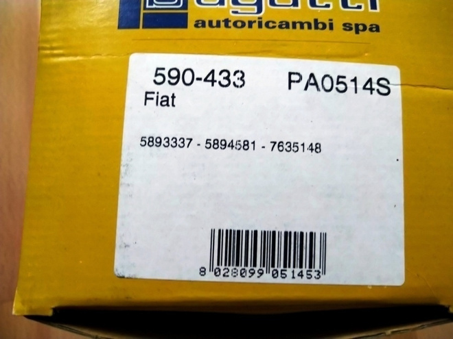 Fiat Tempra, Tipo, Uno Vesipumppu BUGATTI PA0514S 590-433