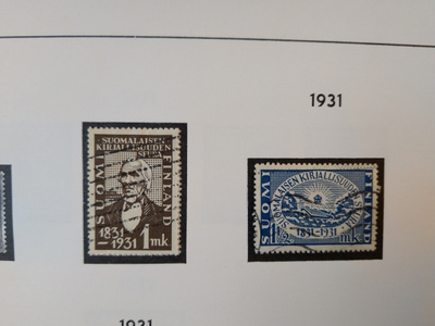 1931 SKS 100-vuotisjuhla postimerkki 2 kpl
