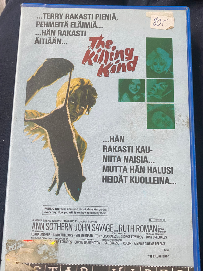 Kauhun tunne (The Killing Kind, 1973) VHS Curtis Harrington