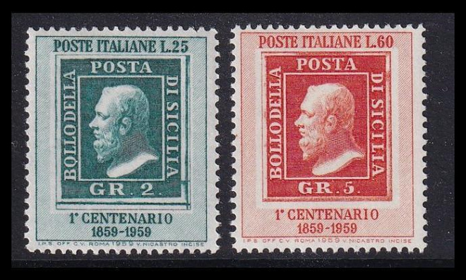 Italia 1029-30 ** Sisilian postimerkit 100v (1959)