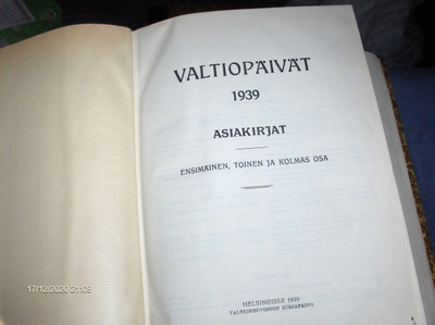 VALTIOPÄIVÄT 1939 asiakirjat kirjana+ 1937+ pari muuta samaa