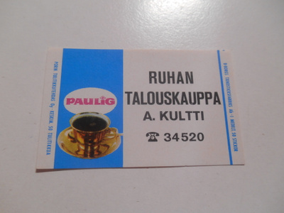 TT Etiketti Paulig Ruhan Talouskauppa A.Kultti
