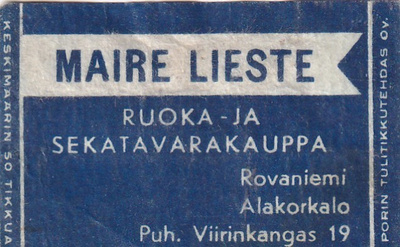 Rovaniemi, Alakorkalo. Maire Lieste    b579