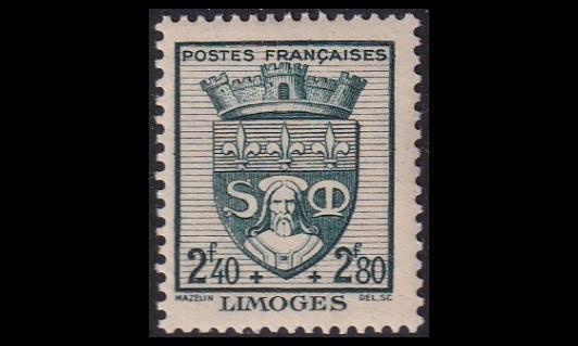 Ranska 571 ** Vaakuna 2.40Fr+2.80Fr (1942)