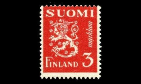 296 ** Leijona 3 mk punainen (1945)