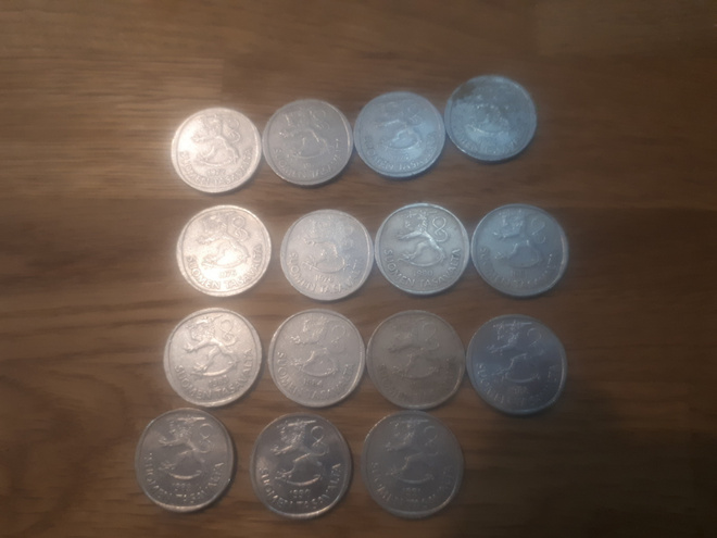 1 markka kolikko 15 kpl