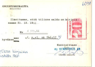 FIRMAKORTTI SCHRÖDER HELSINKI