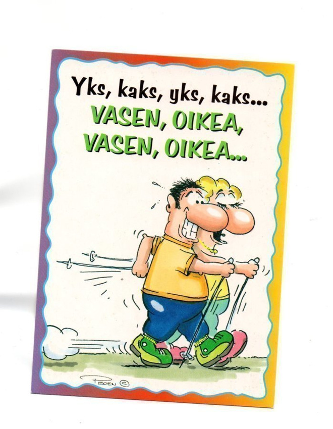 SAUVAKÄVELYLLÄ ... °°YKS,KAKS,VASEN OIKEA°° -KORTTI /Karto