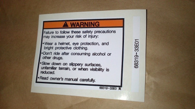 Suzuki PV WARNING tankin varoitustarra