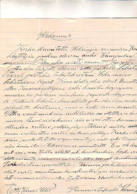 Hakemus, noin 1905, koneenkäyttäjä Werner Udd + 3 todistusta
