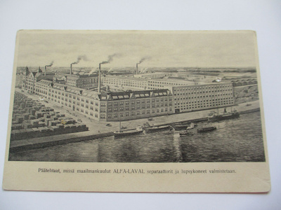 Alfa-Laval separaattorit ja lypsykoneet 1930 mainoskortti np