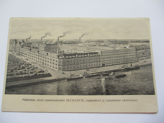 Alfa-Laval separaattorit ja lypsykoneet 1930 mainoskortti np