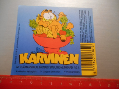 Karvinen Metsämansikkalimonadi Sinebrychoff etiketti