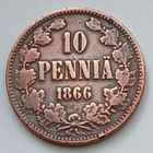 Aleksanteri II, kupari 10 penniä vuodelta 1866. - pikkukuva 1