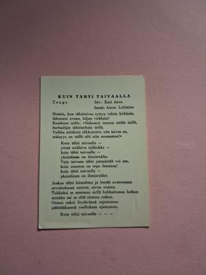 Kuin tähti taivaalla.
