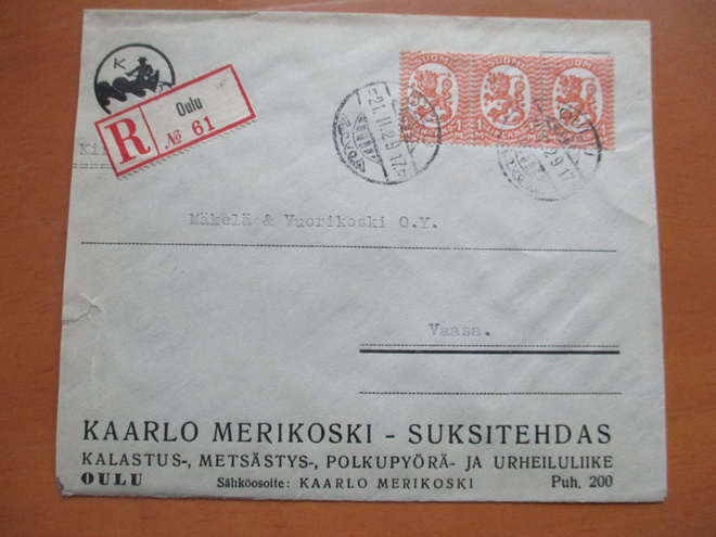 1929 Oulu Kaarlo Merikoski Suksitehdas Kalastusliike ym.