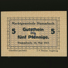 Saksa Notgeld 5 Pfennig, Stammbach 15.5.1917 - pikkukuva 1
