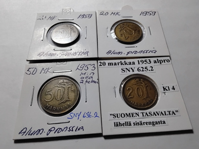 Suomi 20 mk/50 mk alpro yht. 4 kpl