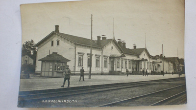 VANHA Postikortti Kouvola Rautatie Asema 1923