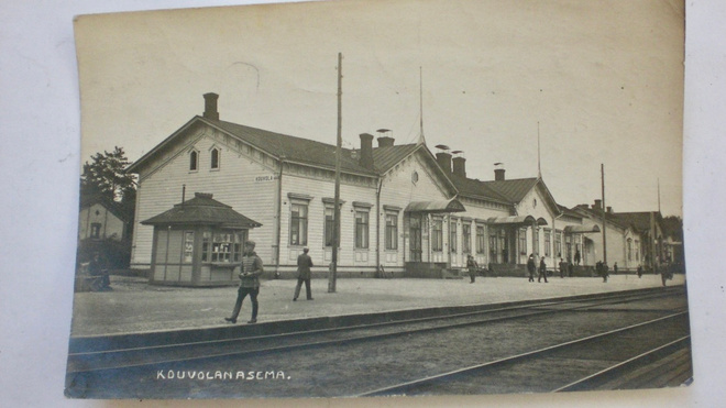 VANHA Postikortti Kouvola Rautatie Asema 1923