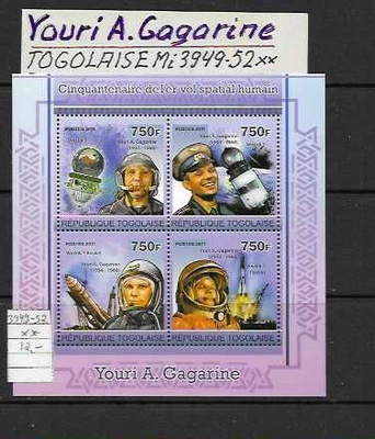 AVARUUS TOGOLAISE Mi 3949-52**YOURI A.GAGARINE luett.12€