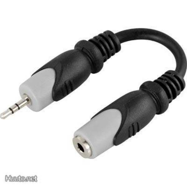 Deltaco Adapteri 2,5mm U - 3,5mm N, 0,1m, musta *UUSI*
