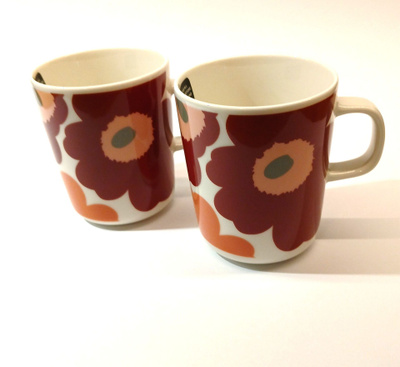 Marimekko Unikko muki 2,5 dl viininpun-oranssi-valkoinen