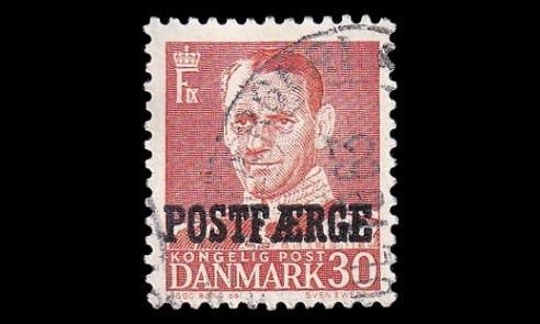 Tanska PF_36 o Frederik IX 30 öre punainen (1955)