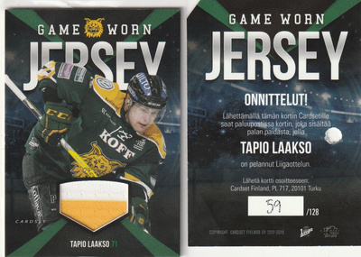 Tapio Laakso Ilves Jersey Cardset 2017-18