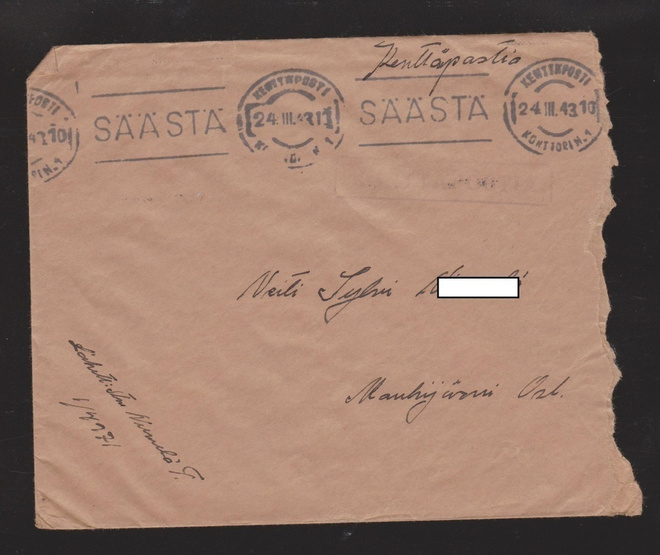 1943  Kenttäpostikirje Mouhijärvelle