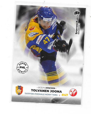 2018-19 PHL # Joona Tolvanen Nowy Targ ex Ässät