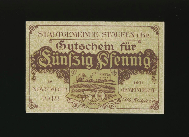 Saksa Notgeld 50 Pfennig, Staufen 1918