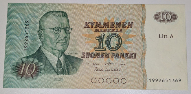 10 Markkaa 1980 Litt. A Korvaava 1992651369