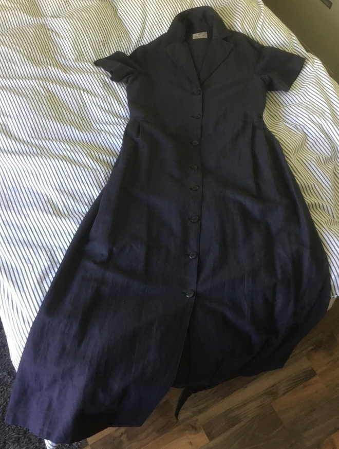 SAND | sininen pitkä pellavamekko | vintage