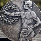 Hopeoitu Urheilumerkki 1955. Halkaisija - 31 mm. - pikkukuva 3