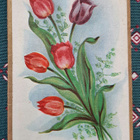 Kukkia,tulppaanit, taittokortti, kulkenut - pikkukuva 1