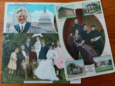 Lincoln, Roosevelt, Hoover-postikortit1900-l. alku