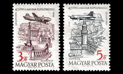 Unkari 1557-8 ** Lentopostimerkit 40v (1958)