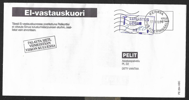 Postiläh. - Lunastusleima + Kerava 17.10.1994