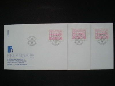 FDC - ATM2 Finlandia 88 1,30 / 1,60 / 2,20 mk 31.10.1986