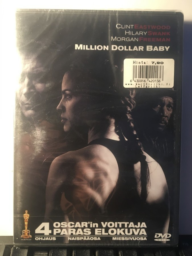 MILLION DOLLAR BABY, DVD, Eastwood, Swank, muoveissa