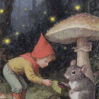 Pieni metsätonttu, hiirellä marjoja - pikkukuva 1
