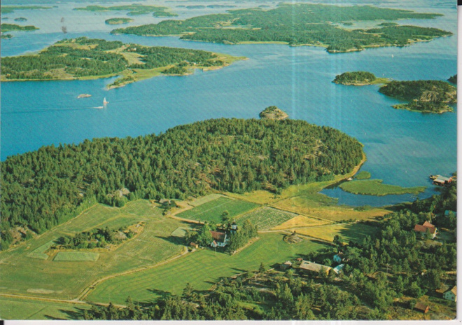 Velkua, Puukirkko Palvan saaressa ,ilmakuvakortti  e17